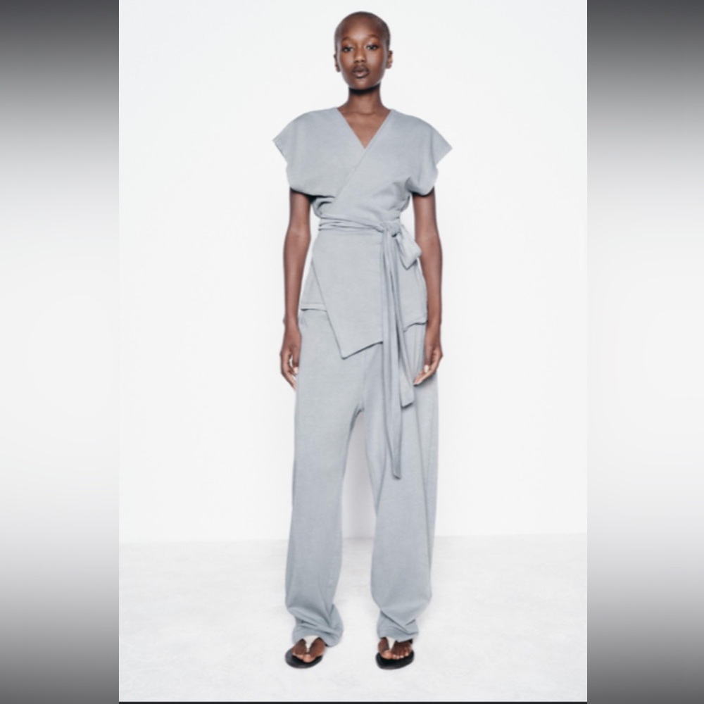2-pc Zara washed cotton shirt and pants set